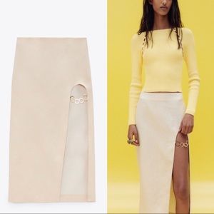 Zara cut out midi skirt, linen